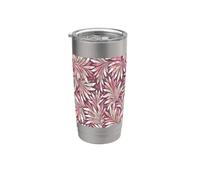 Fern Leaf Design Abstract Nature Pattern Pink Maroon Stainless Steel Insulated Tumbler