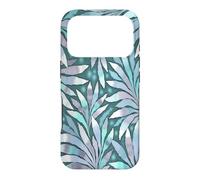 Fern Leaf Design Abstract Nature Pattern Turquoise Blue Case for iPhone 17 Pro