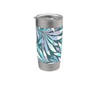 Fern Leaf Design Abstract Nature Pattern Turquoise Blue Stainless Steel Insulated Tumbler