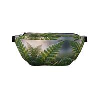 Fern Leaf Dew Running Waist Pack-No-Bounce Phone Holder for Gym, Waterproof Crossbody Bum Bag with Adjustable Strap