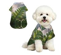 Fern Leaf Dew S Pet Hawaiian Shirt for Small Dogs-Cute Summer Beach Outfit for Puppy, Soft Breathable Cat Clothes with Buttons