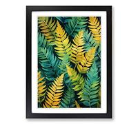 Fern Leaf Expressionism No.3 Framed Print | A2 Black Framed Wall Art | Ready to Hang | Eclectic Floral Picture | Living Room Bedroom Lounge Office