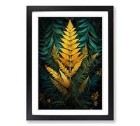 Fern Leaf Geometric No.2 Framed Print | A2 Black Framed Wall Art | Ready to Hang | Modern Floral Picture | Living Room Bedroom Lounge Office