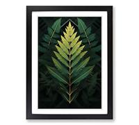 Fern Leaf Geometric No.3 Framed Print | A2 Black Framed Wall Art | Ready to Hang | Modern Floral Picture | Living Room Bedroom Lounge Office