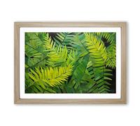 Fern Leaf Geometric No.3 Framed Print | A2 Oak Framed Wall Art | Ready to Hang | Modern Floral Picture | Living Room Bedroom Lounge Office