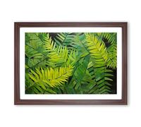 Fern Leaf Geometric No.3 Framed Print | A2 Walnut Framed Wall Art | Ready to Hang | Modern Floral Picture | Living Room Bedroom Lounge Office
