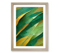 Fern Leaf Patchwork Framed Print | A2 Oak Framed Wall Art | Ready to Hang | Modern Floral Picture | Living Room Bedroom Lounge Office
