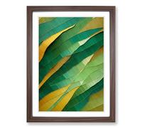 Fern Leaf Patchwork Framed Print | A2 Walnut Framed Wall Art | Ready to Hang | Modern Floral Picture | Living Room Bedroom Lounge Office
