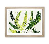 Fern Leaf Splash Vol.4 Framed Print | A3 Oak Framed Wall Art | Ready to Hang | Modern Floral Picture | Living Room Bedroom Lounge Office