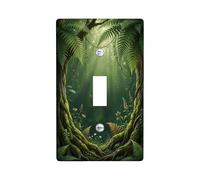 Fern Single Light Switch Cover Plate, Nature Organic Tree Flower Summer Green Plastic Standard Size Toggle Light Switch Cover for Living Room Bedroom Home Office Decor (Single)