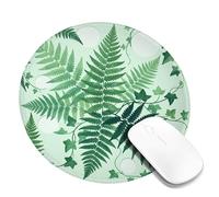 Fern Small Mouse Pad, Nature Botanical Ivy Circle Spring Green Round Rubber Non Slip Portable Mini Desk Mousepad Accessories for Office Home Computer Laptop Round 8x8 Inch