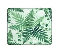 Fern Small Mouse Pad, Nature Botanical Ivy Circle Spring Green Square Rubber Non Slip Stitched Edge Cloth Mousepad Decor for Home Office Work Gaming Desk Square 8x10 Inch