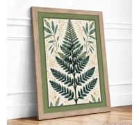 Fern Study in Green Botanical Framed Wall Art Print A3 Oak | Ready to Hang, Premium Gi Paper, Fade-Resistant Inks, Securely Packaged, UK Made