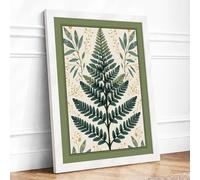 Fern Study in Green Botanical Framed Wall Art Print A3 White | Ready to Hang, Premium Gi Paper, Fade-Resistant Inks, Securely Packaged, UK Made