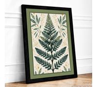 Fern Study in Green Botanical Framed Wall Art Print A4 Black | Ready to Hang, Premium Gi Paper, Fade-Resistant Inks, Securely Packaged, UK Made