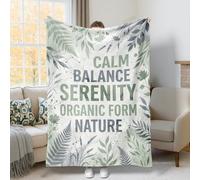 Fern Throw Blanket, Nature Organic Leaf Flower Fall Green Flannel Blanket Soft Lightweight Decorative for Couch Sofa Bed Dorm Chair Car Recliner 60x80 Inch