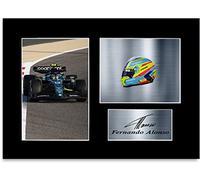 Fernando Alonso Poster Car Helmet Signed Photo Display Mount A4 2023