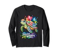 Fernando de Noronha, Brazil Sea Turtle Paint Splatter Long Sleeve T-Shirt