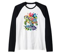 Fernando de Noronha, Brazil Sea Turtle Paint Splatter Raglan Baseball Tee