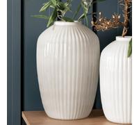 ferndale opaque glass ridged vase in white