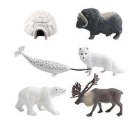 FerneeButy 6 Pieces North Pole Animal Model Set, Arctic Animals Figures with Igloo, Realistic PVC Toys for Classroom, Cake Topper, Desktop Decor