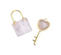 FerneeButy Couple Key Necklace Pendant Set, Heart Shaped Key Matching His and Hers Necklace for Travel, Shopping- White