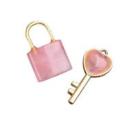 FerneeButy Couple Key Necklace Pendant Set, Heart Shaped Key Matching His and Hers Necklace for Travel, Shopping-
