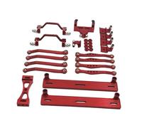 FerneeButy Rc Car Metal Replacement Kit for Steering and Tie Rods,red | Side skid plate included, front and rear shock brackets, servo ring bracket, easy bolt-on repair