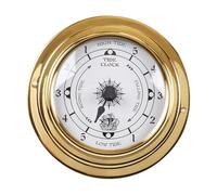 FerneeButy Silent Marine Clock with Brass Housing, 3.86 Inch Nautical Boat Wall Clock, Weather Station Decor for Yacht Cabin Indoor Outdoor Use