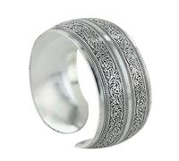 FerneeButy Vintage Carved Totem Open Cuff Bracelet Tibetan Silver Bangle - Heart's Desire Adjustable Ethnic Jewelry