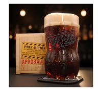 Ferneteros x el mundo Glass Fernet Glass Bottle Shape Cut in Decorative Box - Capacity 700cc - Includes Coaster