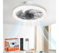 FERNIDA 30CM Socket Ceiling Fan Light, 40W LED Ceiling Light with Fan and Remote for Bedroom/Dining Room/Living/Kitchen/Garage, 4 Wind Speeds, 3 Color Lighting, Memory Function[Energy Class A+]