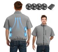 FERNIDA Cooling Vest, Cooling Gilet with Battery and 4 Fans for Hot Weather, Breathable Air Conditioning Clothes for Men and Women, XXL Gray