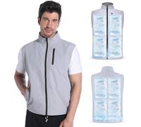FERNIDA Cooling Vest, Ice Gilet with 24 Ice Bags for Summer Hot Weather Cycling Fishing Hunting Working Weeding, Men and Women Sleeveless Nylon Breathless Cool Clothes, S