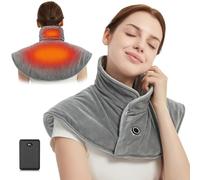 FERNIDA Cordless Weighted Neck and Shoulder Heat Pad with 10000mAh Battery, Electric Back Heating Pad for Back Pain, Heated Shoulder Wrap with 3 Heat Levels, Auto-Off Timer, Grey