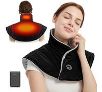 FERNIDA Cordless Weighted Neck and Shoulder Heat Pad with 10000mAh Battery, Electric Back Heating Pad for Back Pain, Heated Shoulder Wrap with 3 Heat Levels, Auto-Off Timer, Black