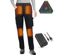 FERNIDA Heated Trousers for Women with Battery, High Waisted Windproof Softshell Electric Bottoms for Winter Hiking Walking Skiing Fishing Working, XS Black