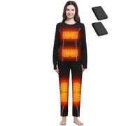 FERNIDA Thermal Heated Underwear Set, Womens Heated Base Layer, Electric Long Sleeve Tops & Long Johns for Winter, Ski, Indoor, Outdoor, XL Black