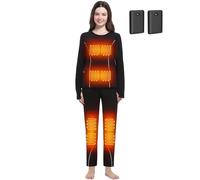 FERNIDA Womens Heated Underwear Set, Fleece Lined Heated Base Layer Long Johns, Utra Soft Thermal Electric Tops & Bottoms for Winter Workout, XS Black