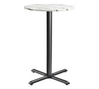 fernie 70cm wooden round bar table in carrara marble effect