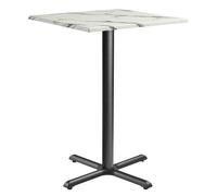 fernie 70cm wooden square bar table in carrara marble effect