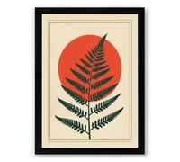 Ferns and Circle Botanical Framed Wall Art Print A2 (59.4×42cm) Black, Wall Decor for Living Room, Bedroom, Office & Home, Ready to Hang, Art Gift