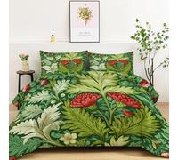 Ferns Flowers Leaves Coverless Duvet Super King Green Coverless Duvet, William Morris Kids Microfiber Quilted Bedspreads 260 x 220 cm All Seasons Comforter Breathable Bedspread Soft Coverless Duvets
