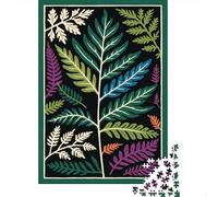 Ferns on Black Background 1000 Piece Jigsaw Puzzle for Adults, 70x50cm/1000pcs, New Year Indoor Activity, Relaxing Home Time And A Fresh Start