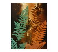 Artery8 Ferns Orange And Teal Vintage Aesthetic Earthy Botanical Extra Large XL Wall Art Poster Print