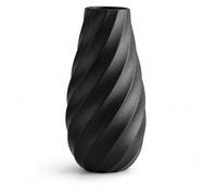 FERNVALE 10 Inch Tall Black Ceramic Flower Vase, Modern Spiral Texture Decorative Vase, Boho Farmhouse Home Decor Vase for Living Room Dining Table Shelf Pampas Grass Arrangement, Black