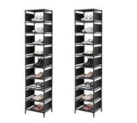 FERNVALE 10-Tier Narrow Shoe Rack - Tall Metal Shoe Storage Rack for 10 Pairs, Adjustable Shoe Organiser Shelf, Space-Saving Shoe Slots for Bedroom, Entryway, Hallway, Dorm Room & Cloakroom (2)