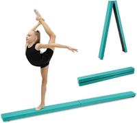 FERNVALE 2.1M Foldable Gymnastics Balance Beam Non-Slip Suede Floor Beam with Foam Padding, Portable Home Training Equipment(Green)
