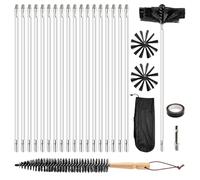 FERNVALE 24PCS Chimney Cleaning Brush Kit with 18 Flexible Rods, 4 Inch or 6 Inch Nylon Brush Head, Rotary Chimney Sweep Kit for Fireplace Flue Dryer Vent Duct Cleaning (4 inches Brush Head)