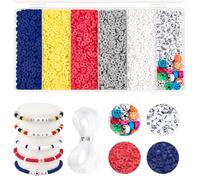 FERNVALE 5000+ Clay Beads Jewellery for UEFA Bracelet Making with Letter Beads, Elastic String & Storage Box, Flat Round Beads Bracelet Making Kit for DIY Friendship Bracelets